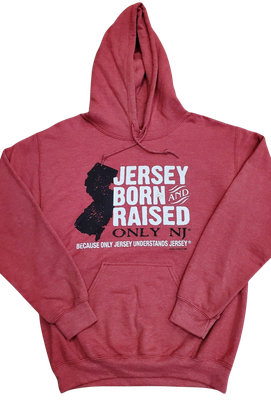 Jersey Born &amp; Raised Adult Hoodie