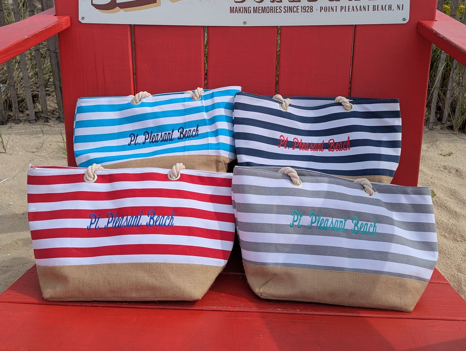 Large Beach Bag w/ Woven Bottom