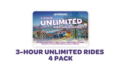3-Hour Unlimited Rides Wristband 4 Pack Easter 2025 sale: A pack of four 3-hour Unlimited Rides Wristbands, now only $125 — a savings of up to $80 off regular pricing.