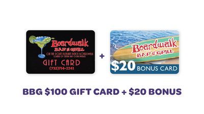 Boardwalk Bar & Grill $100 Gift Card + $20 Bonus Card Easter Sale 2025: Buy a $100 Gift Card for the Boardwalk Bar & Grill, get a $20 Bonus Card FREE!