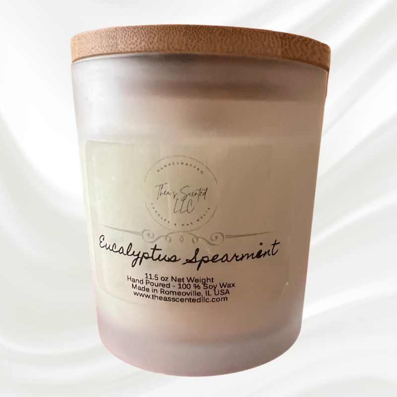 11.5 oz Frosted Candle/Bamboo Lid 100% Soy