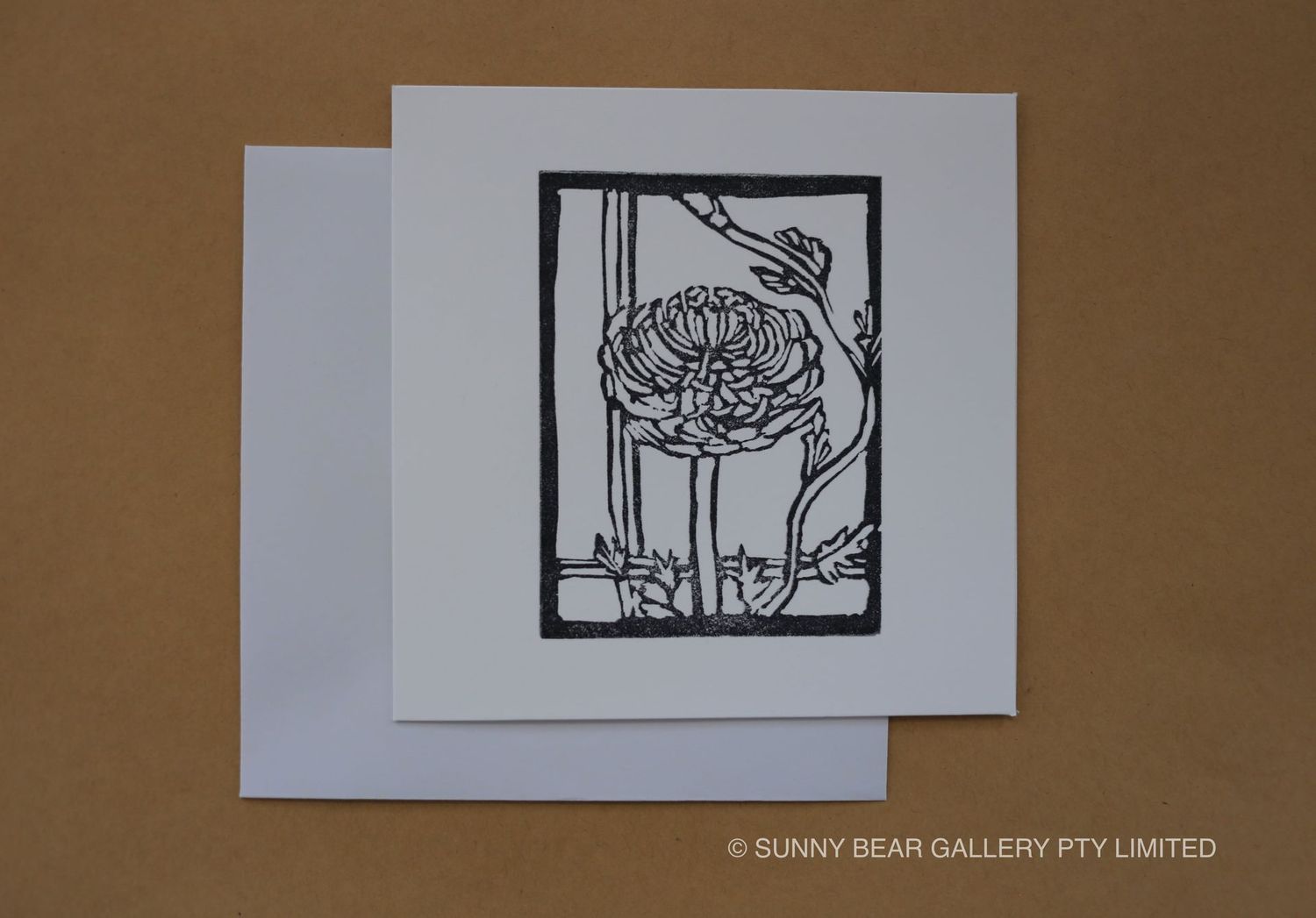 Block Print Greeting Card 'KIKU'