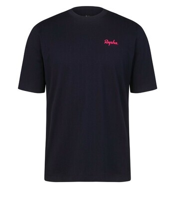 Rapha Men&#39;s Logo T-shirt - Navy/ Pink