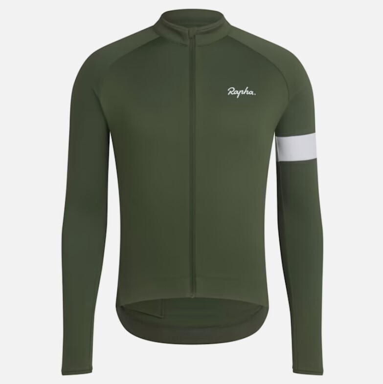 Rapha Core Long Sleeve Jersey -Deep Olive Green, Size: Large