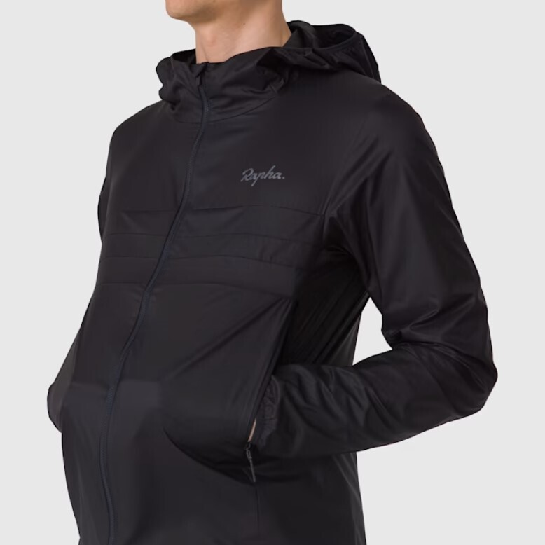 Rapha Men&#39;s Explore Hooded Lightweight Jacket - Black/ Black, Size: M