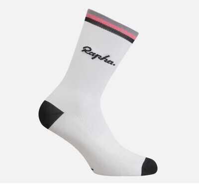 Rapha Logo Socks - White/ Black/ Pink