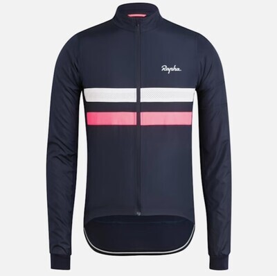 Rapha Brevet Long Sleeve Windblock Jersey - Dark Navy/ White