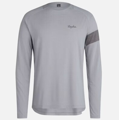 Rapha Trail Long Sleeve Technical T-Shirt - Silver/ Mushroom