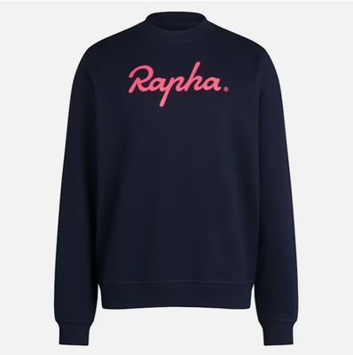 Rapha Cotton Sweatshirt Large Logo - Dark Navy/ Pink
