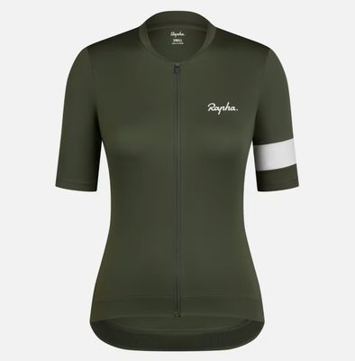 Rapha Women&#39;s Core Cycling Jersey - Dark Green/ White