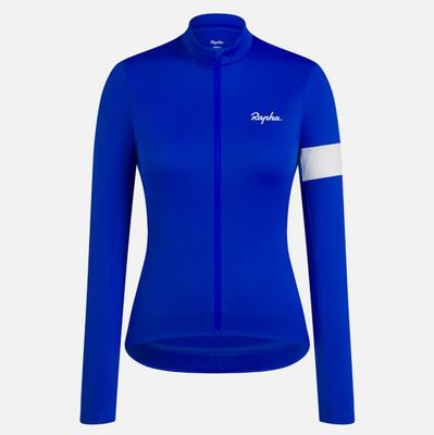Rapha Women&#39;s Core Thermal Long Sleeve Jersey - Aquamarine/ White