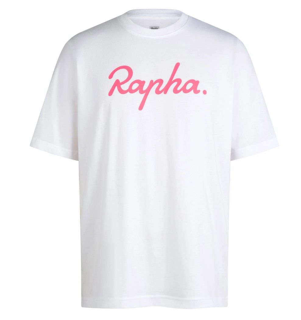Rapha Cotton T-shirt - Large Logo - White/ Pink