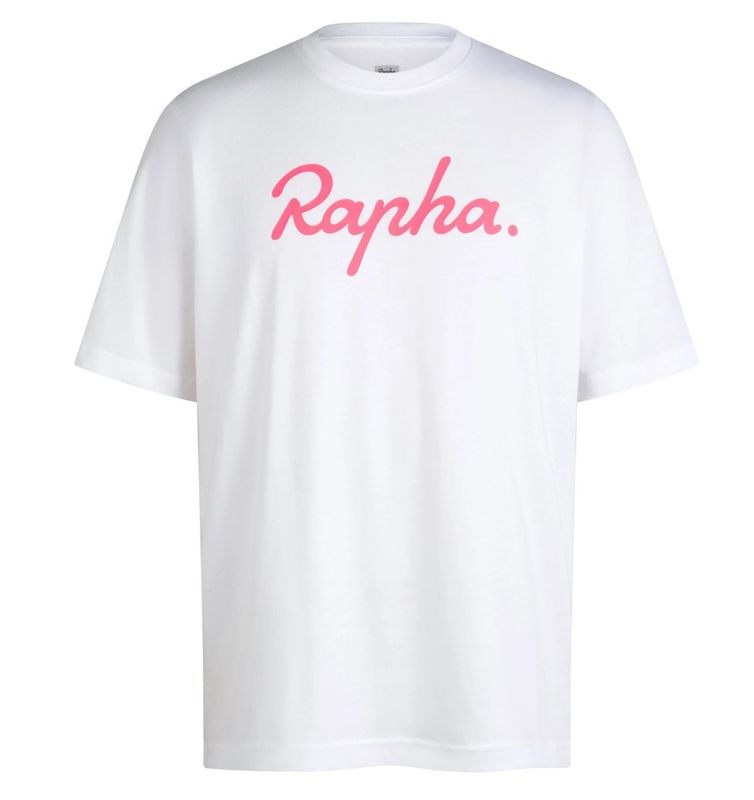 Rapha Cotton T-shirt - Large Logo - White/ Pink