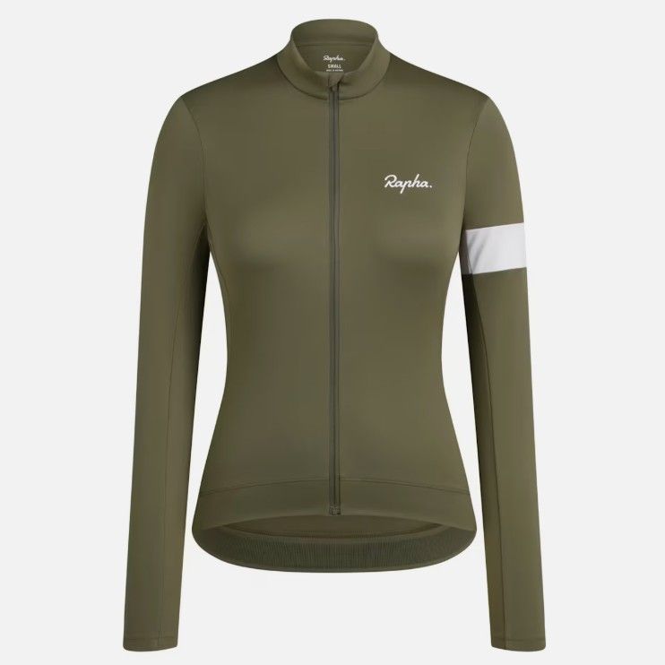 Rapha Women&#39;s Core Thermal Long Sleeve Jersey - Green/ White