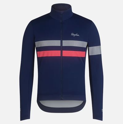 Rapha Brevet Long Sleeve Windstopper Jersey - Dark Navy/ White