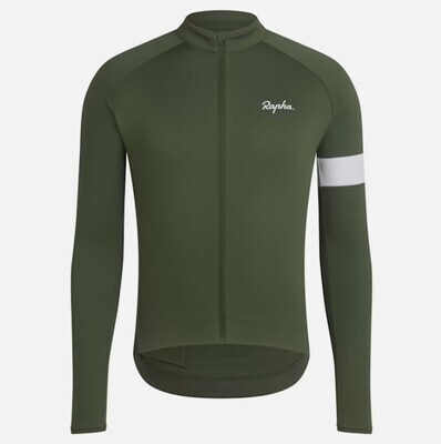 Rapha Core Long Sleeve Jersey - Deep Olive Green Rapha Core Long Sleeve Jersey - Deep Olive Green
