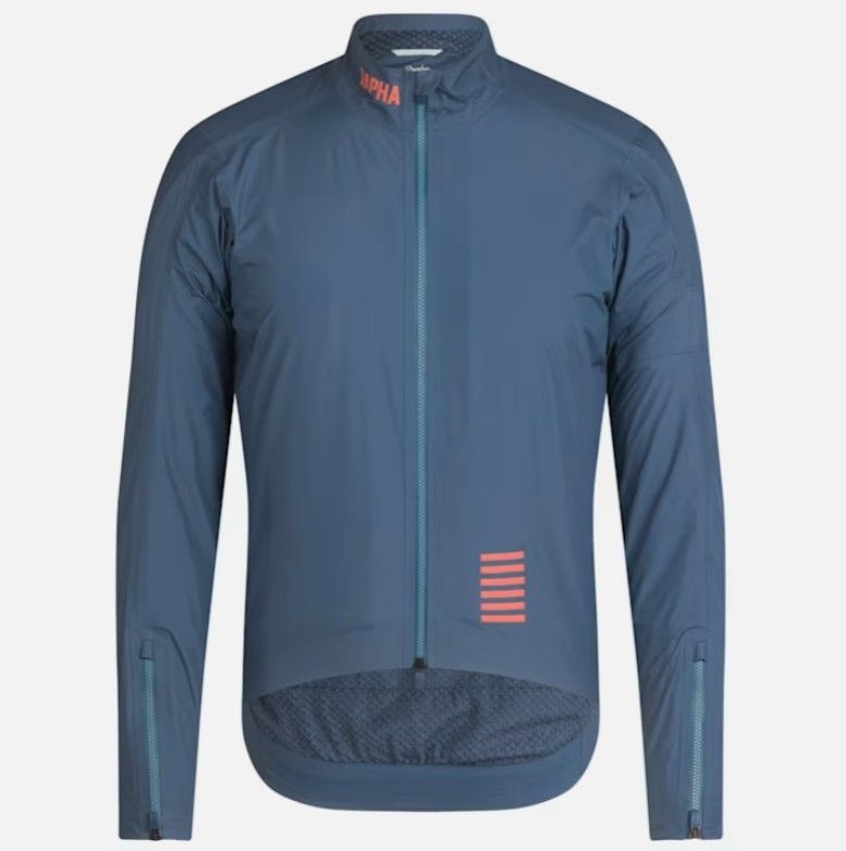 Rapha Pro Team Insulated Gore-Tex Rain Jacket - Blue/ Peach Rapha Pro Team Insulated Gore-Tex Rain Jacket - Blue/ Peach