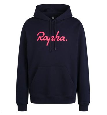 Rapha Men's Heavyweight Cotton Hoodie - Dark Navy/ Pink