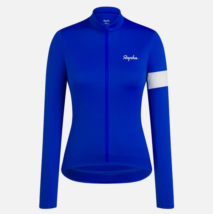 Rapha Women's Core Thermal Long Sleeve Jersey - Aquamarine/ White Rapha Women's Core Thermal Long Sleeve Jersey - Aquamarine/ White