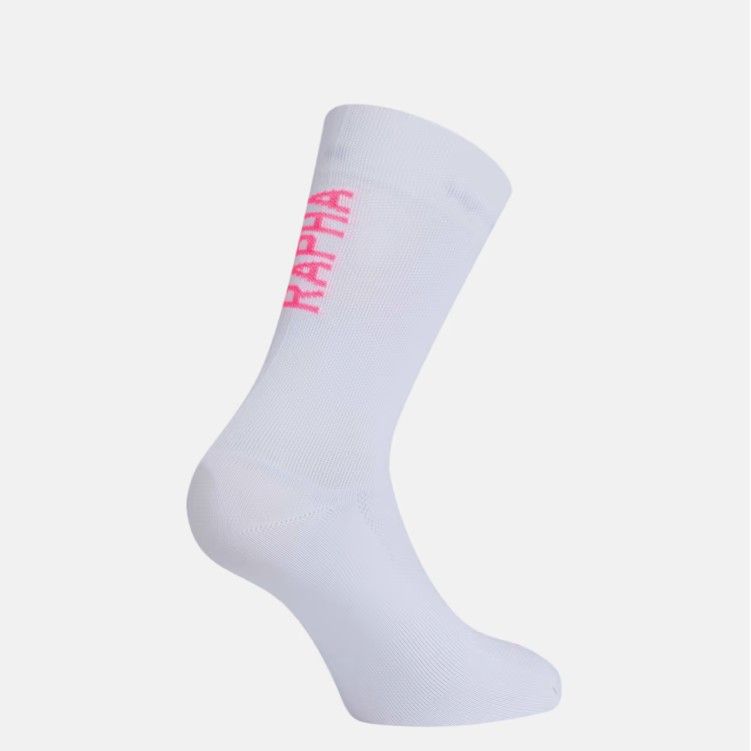 Rapha Pro Team Socks III - White/ High Vis Pink Rapha Pro Team Socks III - White/ High Vis Pink