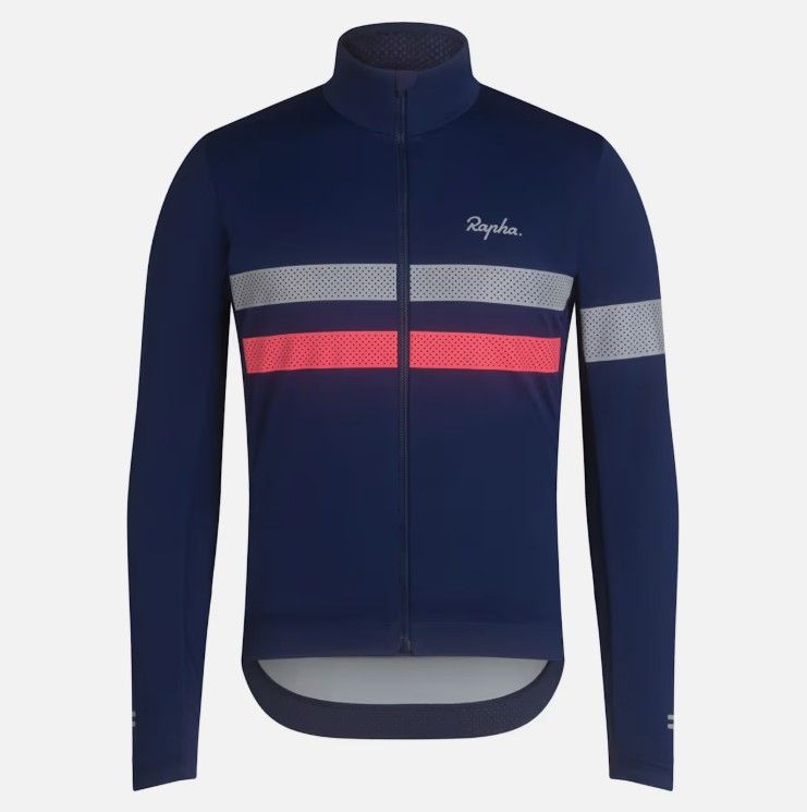 Rapha Brevet Long Sleeve Windstopper Jersey - Dark Navy/ White Rapha Brevet Long Sleeve Windstopper Jersey - Dark Navy/ White