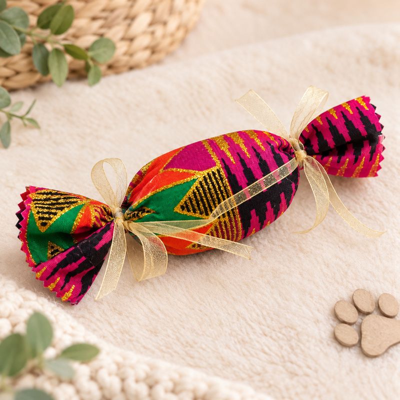 Jouet bruissant pour chat fait main en forme de bonbon coloré