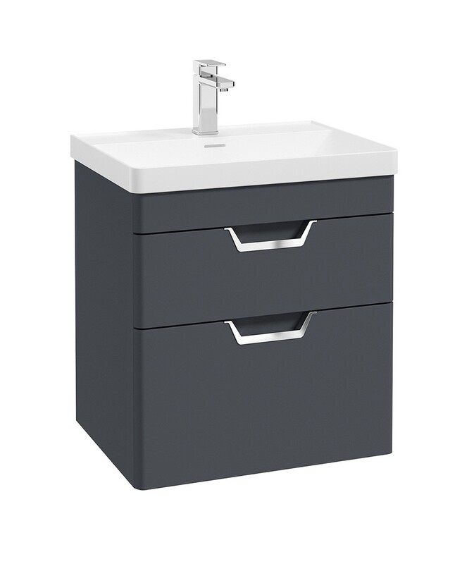 SONAS Freya 60cm 2 Drawer Wall Hung Vanity Unit Night Sky Blue Matt - Brushed Chrome Hardware