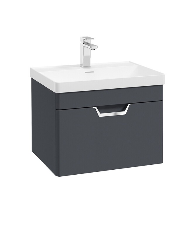 SONAS Freya 60cm 1 Drawer Wall Hung Vanity Unit Night Sky Blue Matt - Brushed Chrome Hardware