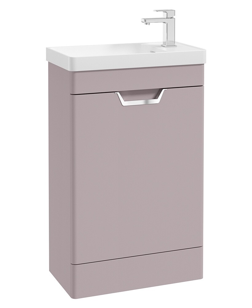 SONAS Freya 55cm Floor Standing Cloakroom Vanity Unit Cashmere Pink Matt - Brushed Chrome Hardware