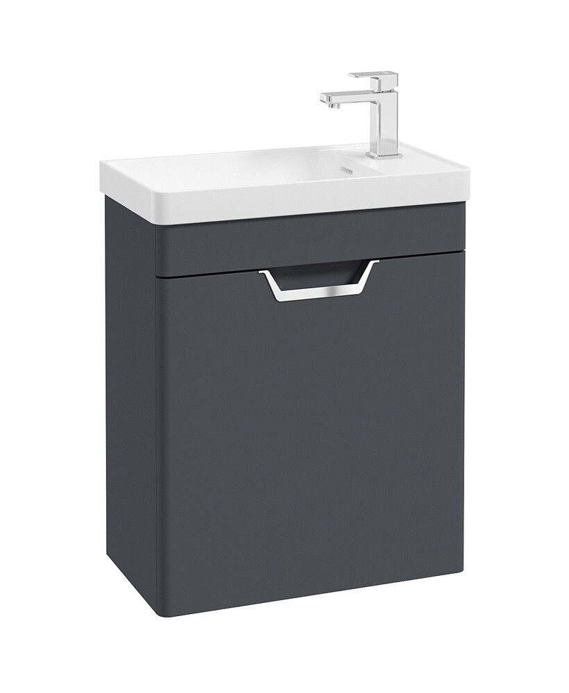 SONAS Freya 55cm Cloakroom Wall Hung Vanity Unit Night Sky Blue Matt - Brushed Chrome Hardware