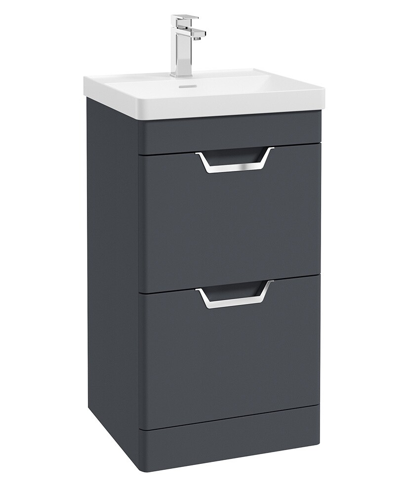 SONAS Freya 50cm 2 Drawer Floor Standing Vanity Unit Night Sky Blue Matt - Brushed Chrome Hardware
