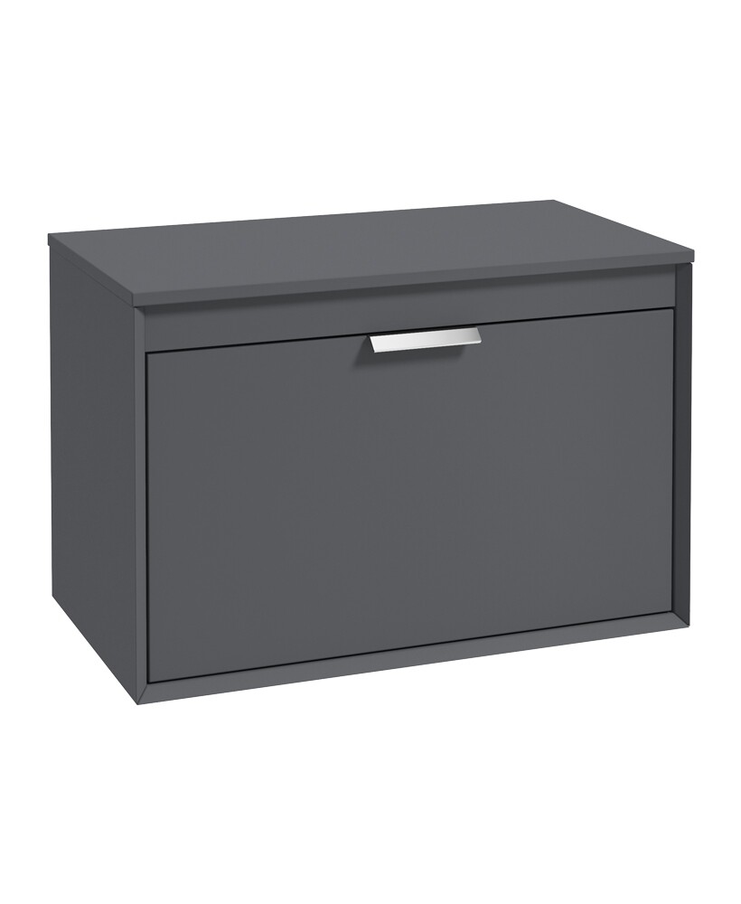 SONAS Fjord 80cm Wall Hung Countertop Unit Midnight Grey Matt - Brushed Chrome Hardware