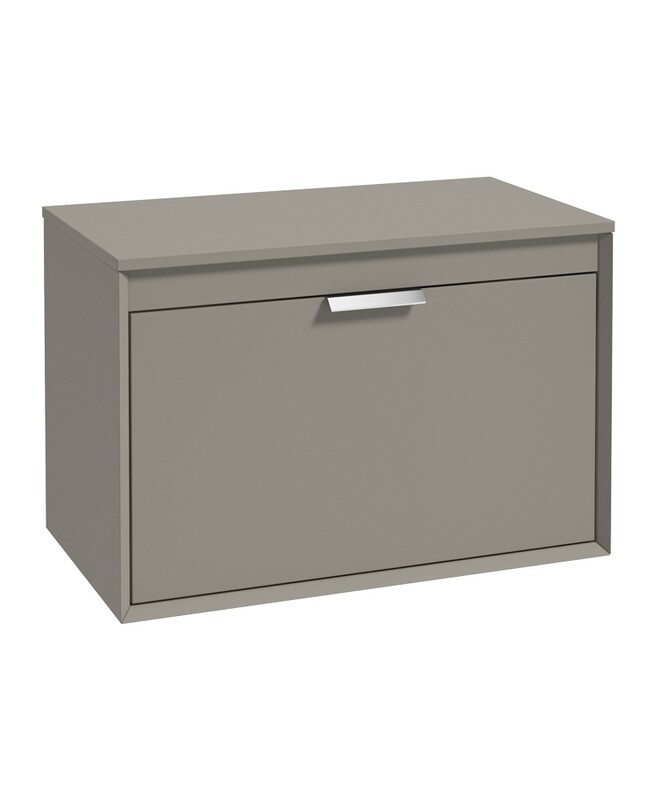 SONAS Fjord 80cm Wall Hung Countertop Unit Khaki Matt- Brushed Chrome Hardware