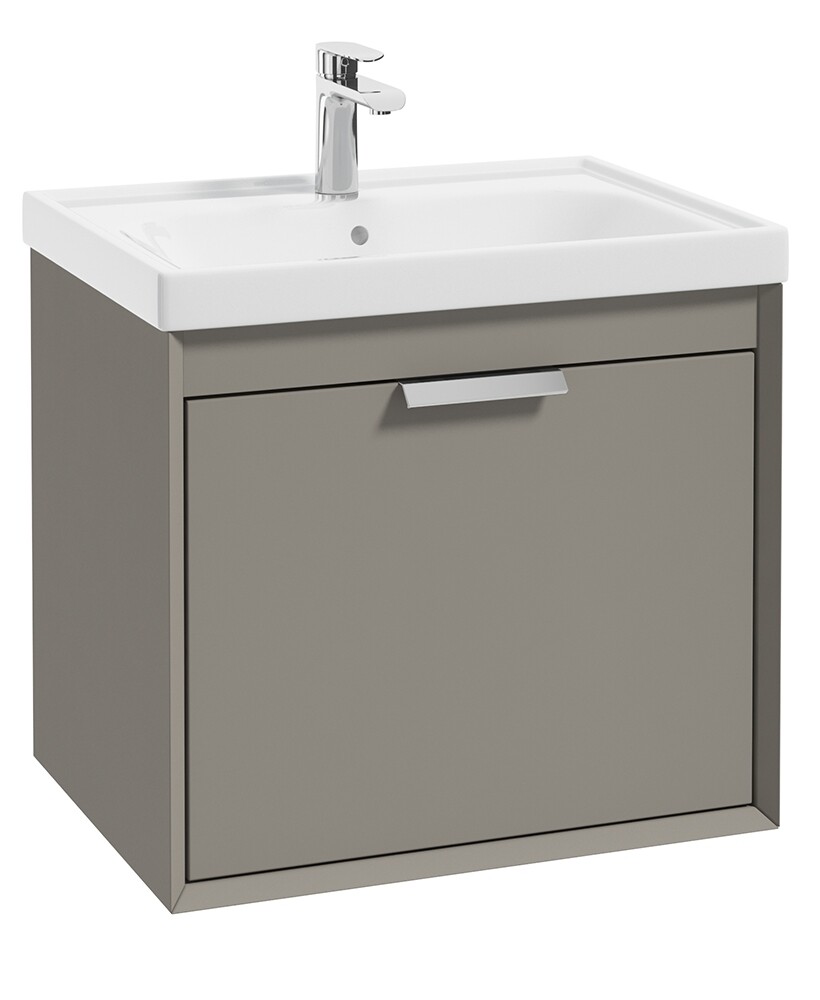 SONAS Fjord 60cm Wall Hung Vanity Unit Khaki Matt- Brushed Chrome Hardware