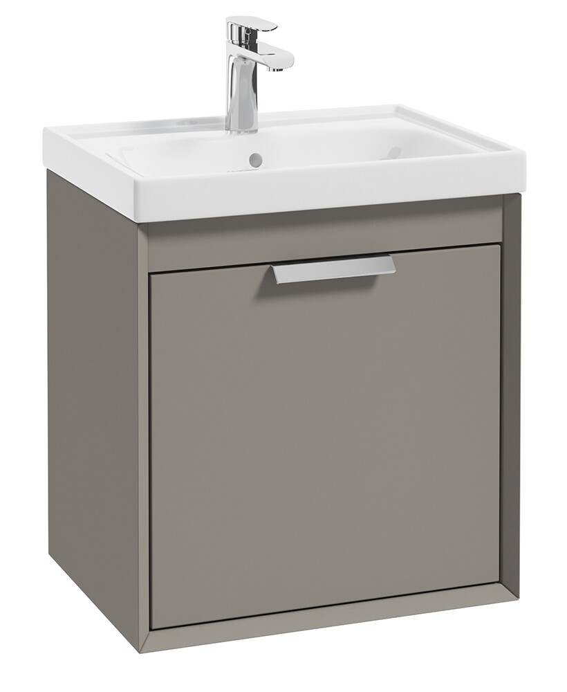 SONAS Fjord 50cm Wall Hung Vanity Unit Khaki Matt- Brushed Chrome Hardware