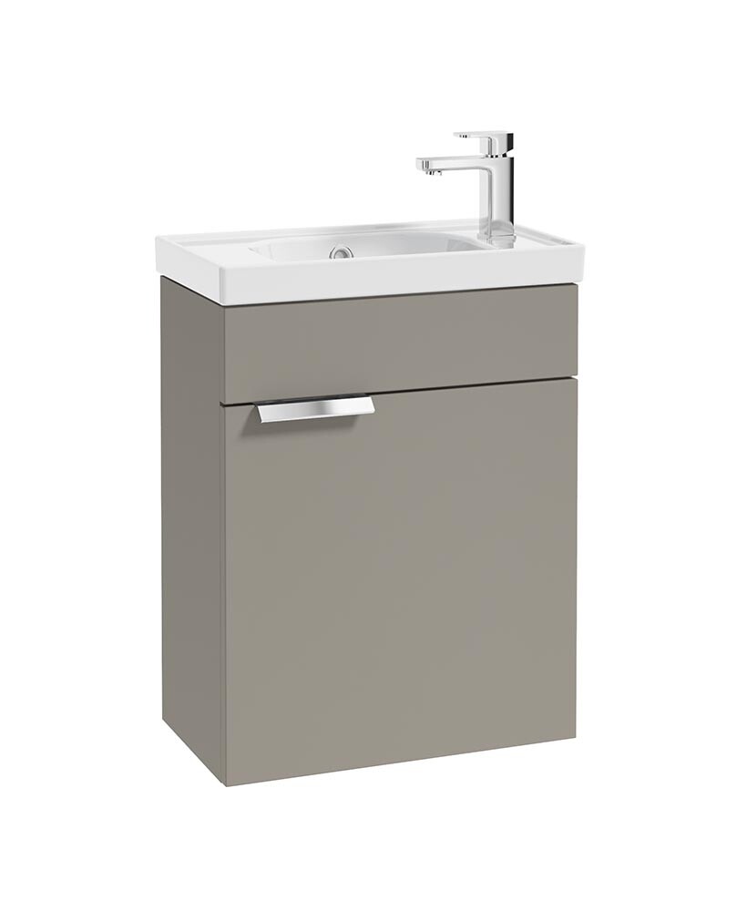 SONAS Stockholm 50cm Wall Hung Cloakroom Vanity Unit Khaki Matt- Brushed Chrome Hardware