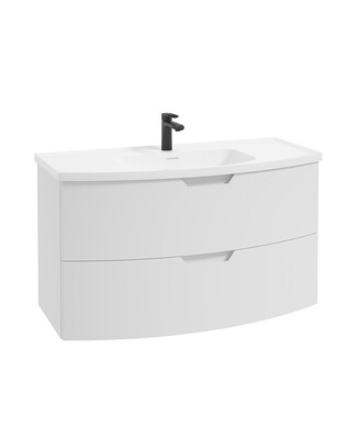 SONAS Arc 100cm Matt White 2 Drawer Wall Hung Vanity Unit