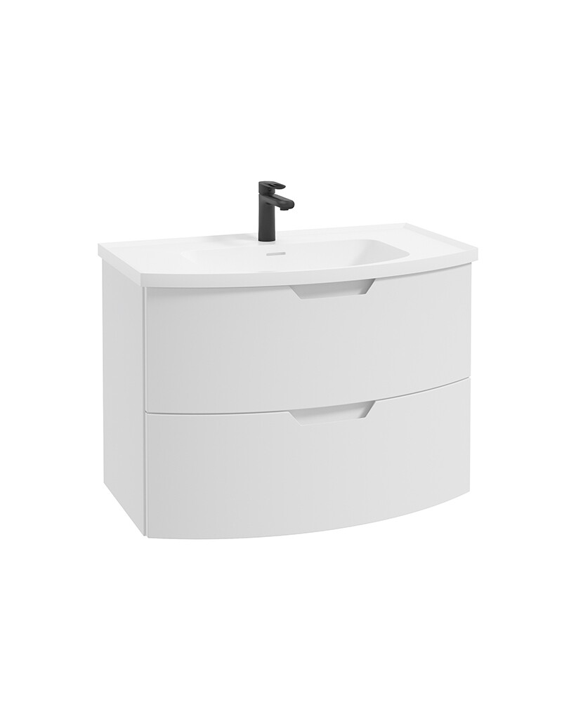 SONAS Arc 80cm Matt White 2 Drawer Wall Hung Vanity Unit