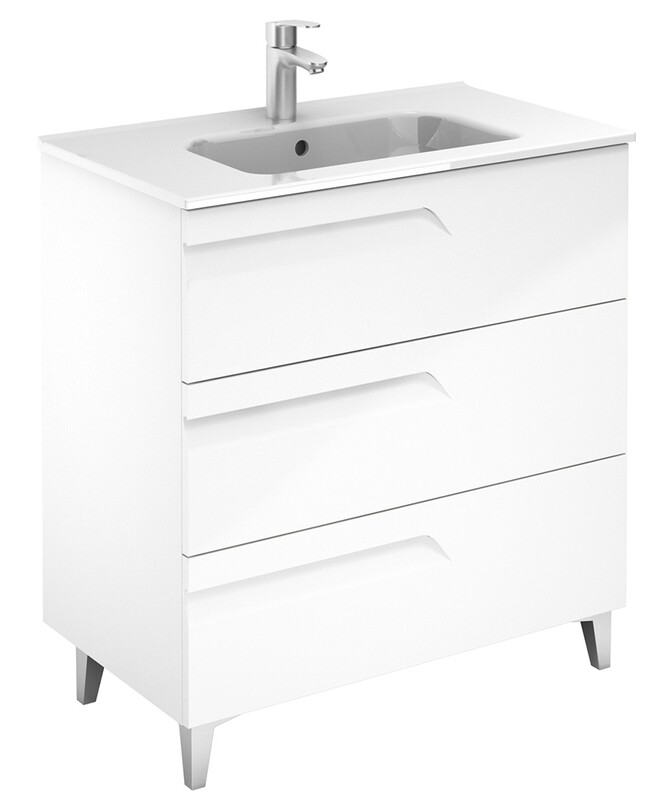 SONAS Brava 80cm Gloss White 3 Drawer Floor Standing Vanity Unit