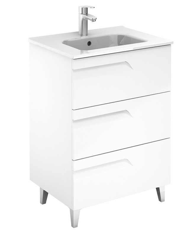 SONAS Brava 60cm Gloss White 3 Drawer Floor Standing Vanity Unit
