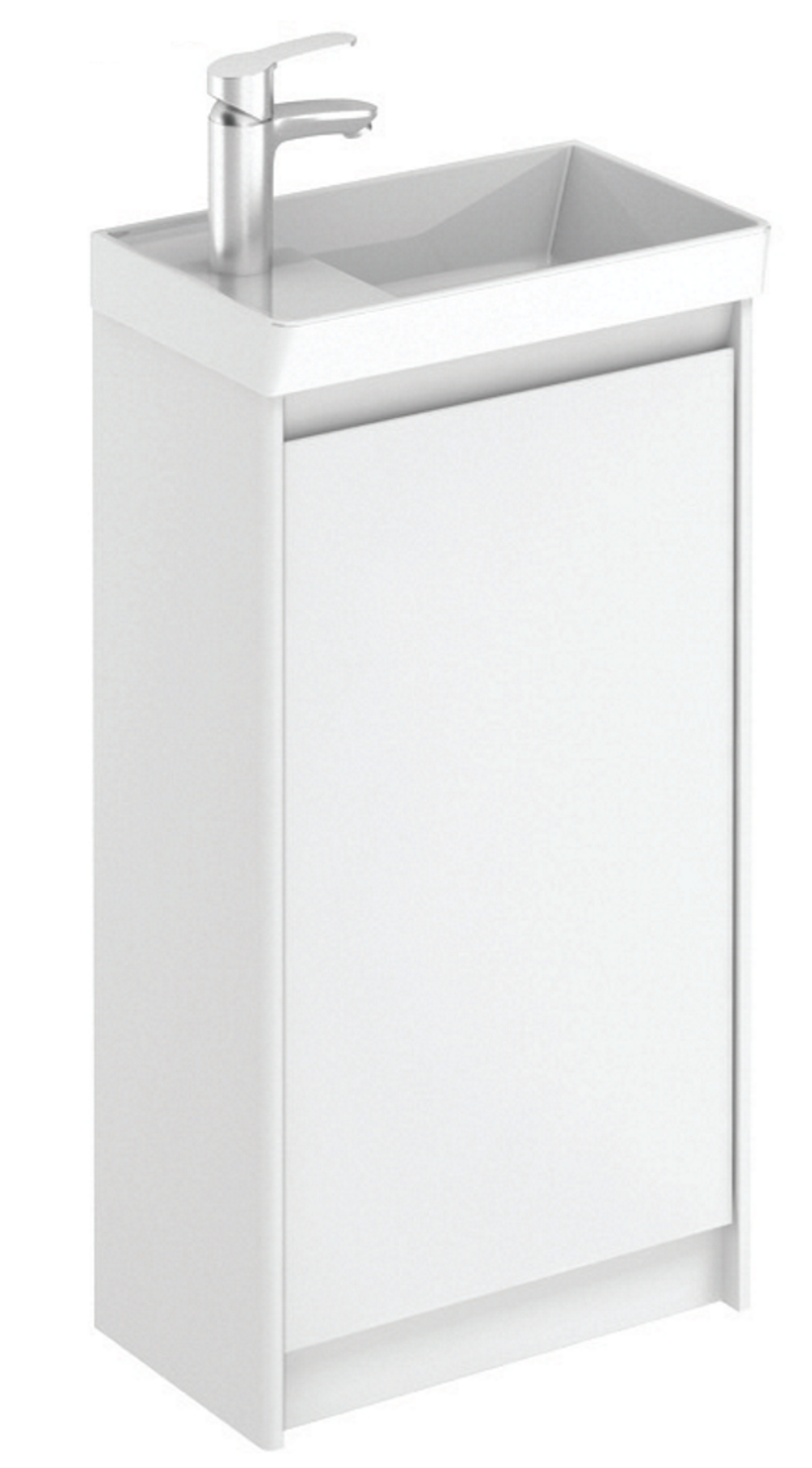 SONAS Dijon 45cm Gloss White Floor Standing Cloakroom Pack with Mirror