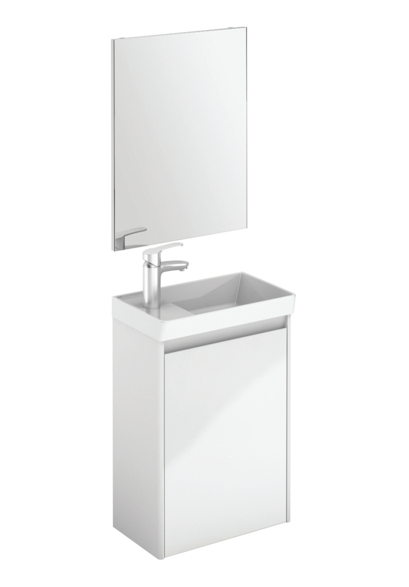 SONAS Dijon 45cm Gloss White Wall Hung Cloakroom Pack with Mirror