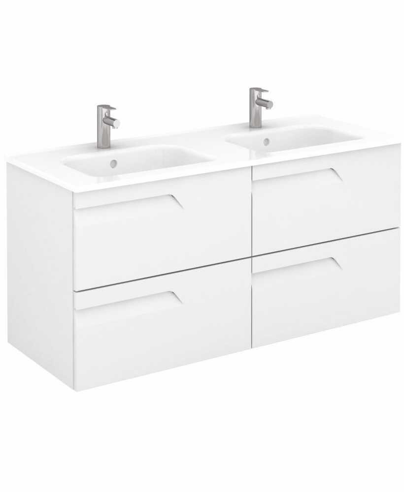 SONAS Brava 120cm Gloss White 4 Drawer Floor Standing Double Vanity Unit