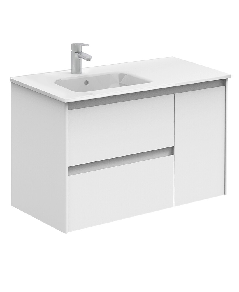 SONAS Dijon 90cm Gloss White Wall Hung Vanity Unit