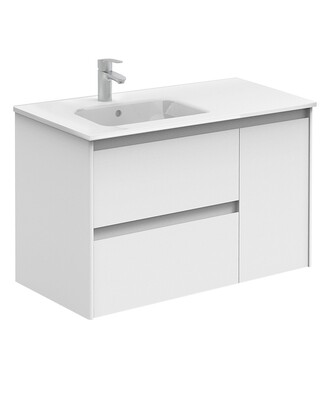 SONAS Dijon 90cm Gloss White Wall Hung Vanity Unit
