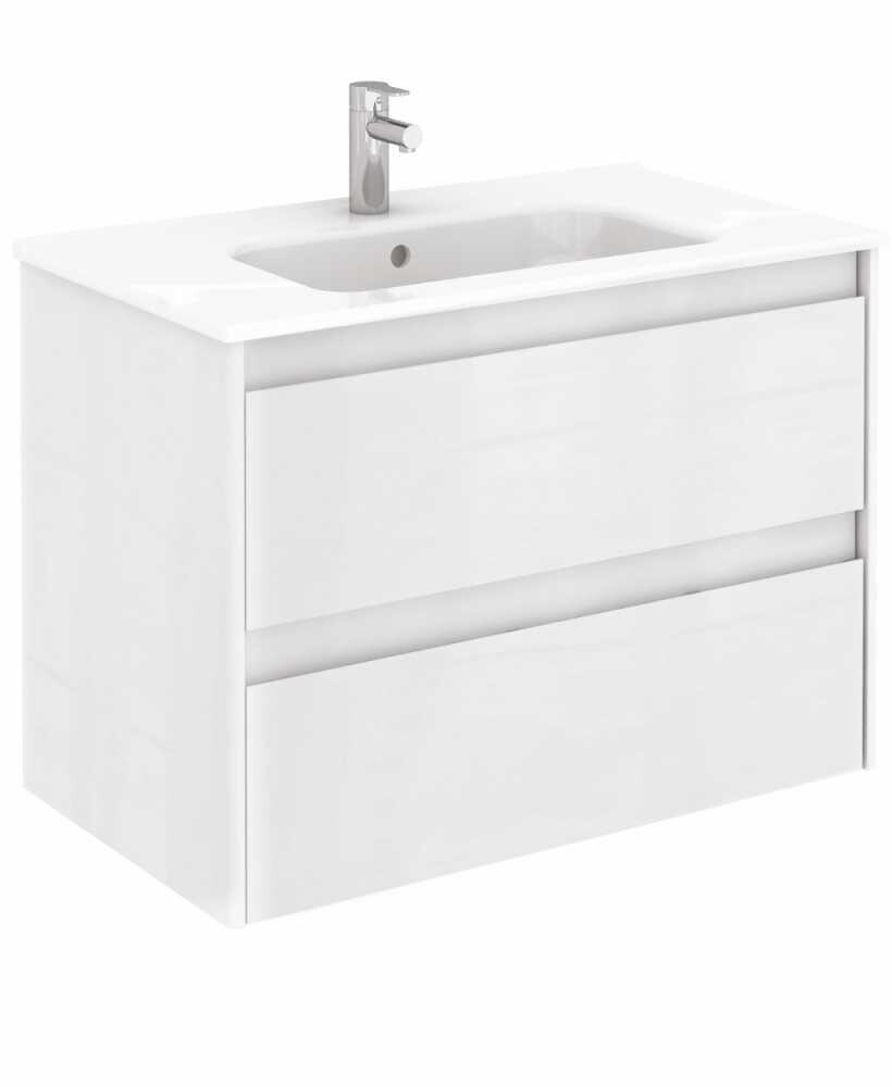 SONAS Dijon 80cm Gloss White Wall Hung Vanity Unit