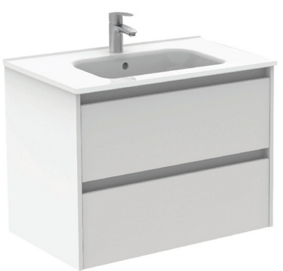 SONAS Smart 80cm Gloss White Wall Hung 2 Drawer Vanity Unit