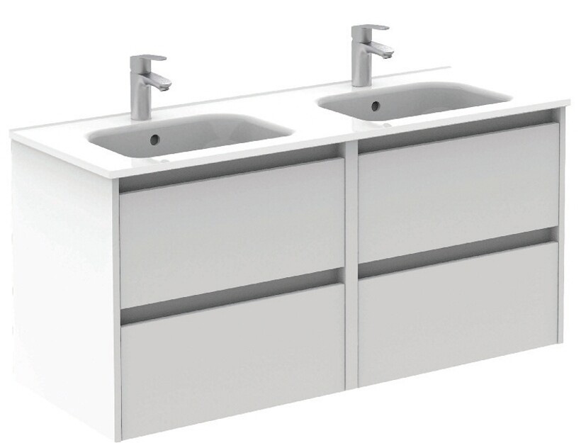SONAS Smart 120cm Gloss White Wall Hung 4 Drawer Double Vanity Unit