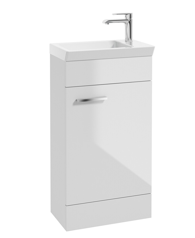 SONAS Charm 45cm Gloss White Floor Standing Cloakroom Vanity Unit- Chrome Hardware