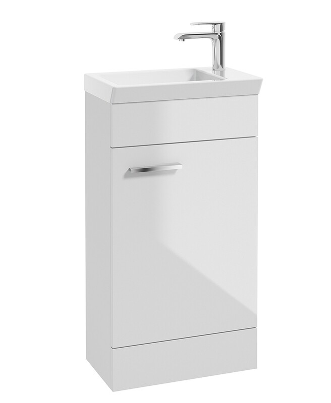 SONAS Charm 45cm Gloss White Floor Standing Cloakroom Vanity Unit- Chrome Hardware